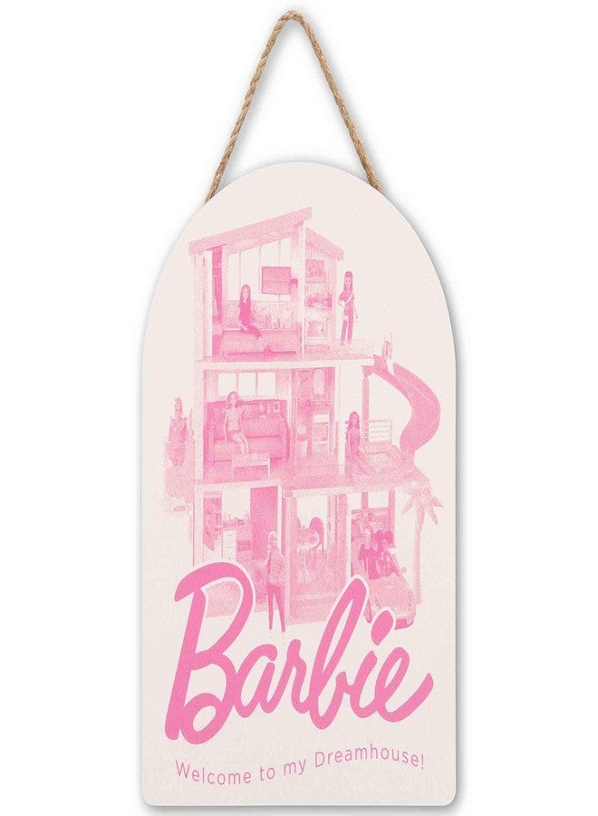 Open Road Brands Mattel Barbie Dreamhouse Hanging Wood Wall Decor - Pink Barbie Sign for Kids' Bedroom or Play Room - Image 1